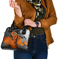 Custom MotoX Eagle Strike Motocross Shoulder Handbag with Rider Silhouette and Orange Grunge Design - Wonder Print Shop