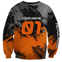 Custom MotoX Eagle Strike Motocross Sweatshirt with Rider Silhouette and Orange Grunge Design - Wonder Print Shop
