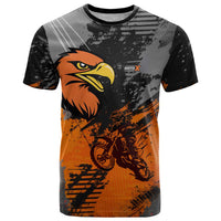 Custom MotoX Eagle Strike Motocross T Shirt with Rider Silhouette and Orange Grunge Design - Wonder Print Shop