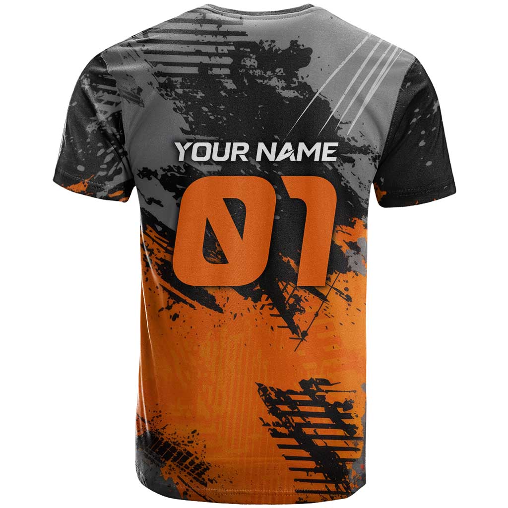 Custom MotoX Eagle Strike Motocross T Shirt with Rider Silhouette and Orange Grunge Design - Wonder Print Shop