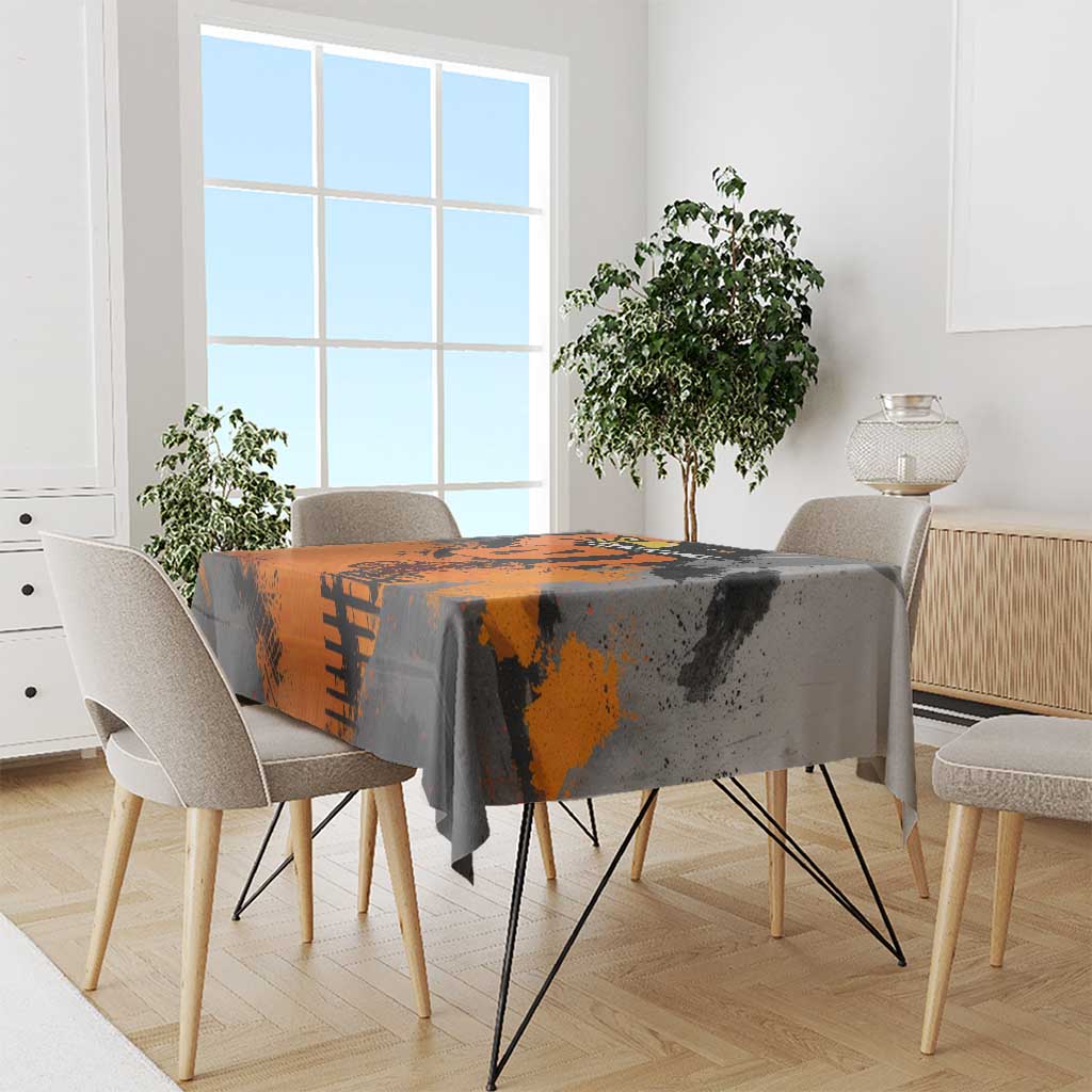 Custom MotoX Eagle Strike Motocross Tablecloth with Rider Silhouette and Orange Grunge Design - Wonder Print Shop