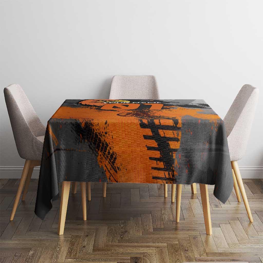 Custom MotoX Eagle Strike Motocross Tablecloth with Rider Silhouette and Orange Grunge Design - Wonder Print Shop