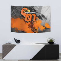 Custom MotoX Eagle Strike Motocross Tapestry with Rider Silhouette and Orange Grunge Design - Wonder Print Shop
