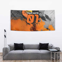 Custom MotoX Eagle Strike Motocross Tapestry with Rider Silhouette and Orange Grunge Design - Wonder Print Shop