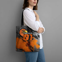 Custom MotoX Eagle Strike Motocross Tote Bag with Rider Silhouette and Orange Grunge Design - Wonder Print Shop