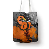 Custom MotoX Eagle Strike Motocross Tote Bag with Rider Silhouette and Orange Grunge Design - Wonder Print Shop