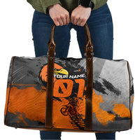 Custom MotoX Eagle Strike Motocross Travel Bag with Rider Silhouette and Orange Grunge Design - Wonder Print Shop