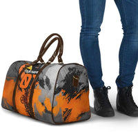 Custom MotoX Eagle Strike Motocross Travel Bag with Rider Silhouette and Orange Grunge Design - Wonder Print Shop