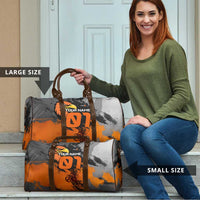 Custom MotoX Eagle Strike Motocross Travel Bag with Rider Silhouette and Orange Grunge Design - Wonder Print Shop