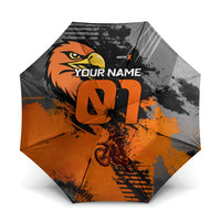 Custom MotoX Eagle Strike Motocross Umbrella with Rider Silhouette and Orange Grunge Design - Wonder Print Shop