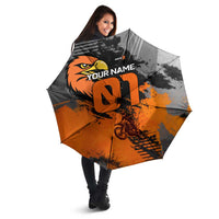 Custom MotoX Eagle Strike Motocross Umbrella with Rider Silhouette and Orange Grunge Design - Wonder Print Shop