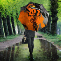Custom MotoX Eagle Strike Motocross Umbrella with Rider Silhouette and Orange Grunge Design - Wonder Print Shop
