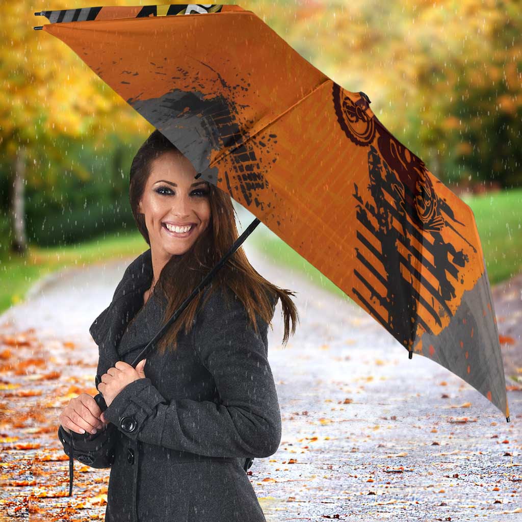 Custom MotoX Eagle Strike Motocross Umbrella with Rider Silhouette and Orange Grunge Design - Wonder Print Shop