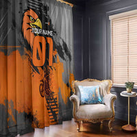 Custom MotoX Eagle Strike Motocross Window Curtain with Rider Silhouette and Orange Grunge Design - Wonder Print Shop