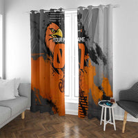 Custom MotoX Eagle Strike Motocross Window Curtain with Rider Silhouette and Orange Grunge Design - Wonder Print Shop
