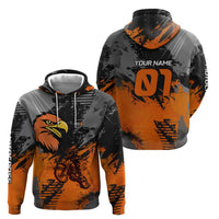 Custom MotoX Eagle Strike Motocross Zip Hoodie with Rider Silhouette and Orange Grunge Design - Wonder Print Shop