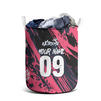 Custom Extreme Motocross Pink Laundry Basket with Bold Tire Track Graphics - Wonder Print Shop