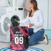 Custom Extreme Motocross Pink Laundry Basket with Bold Tire Track Graphics - Wonder Print Shop