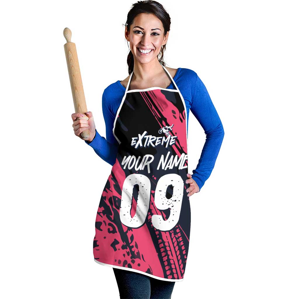 Custom Extreme Motocross Pink Apron with Bold Tire Track Graphics - Wonder Print Shop