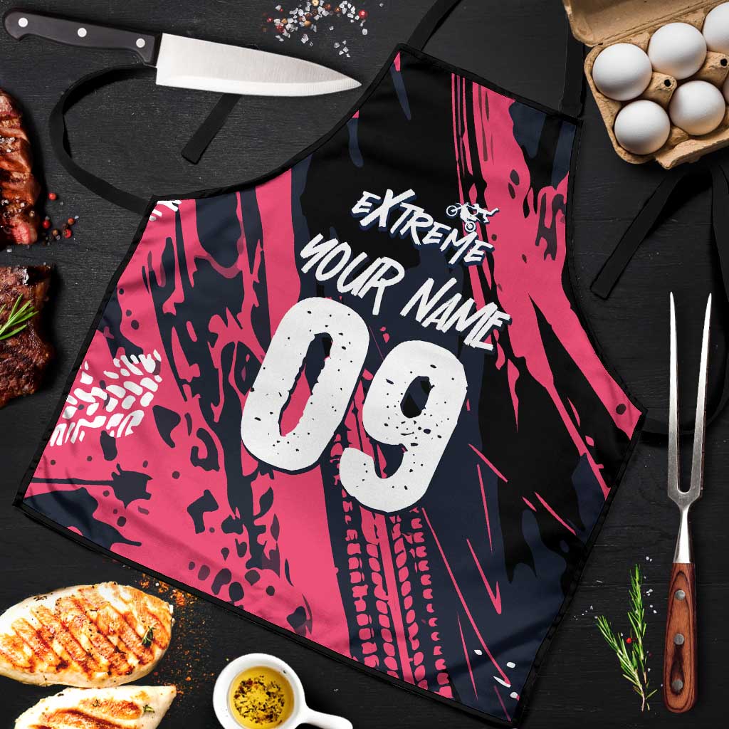 Custom Extreme Motocross Pink Apron with Bold Tire Track Graphics - Wonder Print Shop