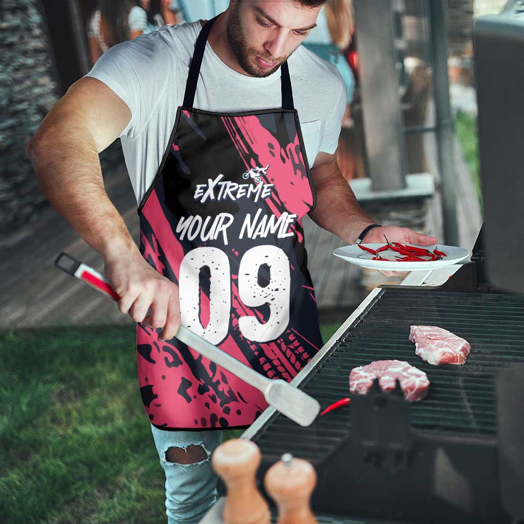 Custom Extreme Motocross Pink Apron with Bold Tire Track Graphics - Wonder Print Shop