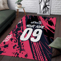 Custom Extreme Motocross Pink Area Rug with Bold Tire Track Graphics - Wonder Print Shop
