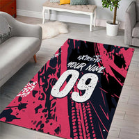 Custom Extreme Motocross Pink Area Rug with Bold Tire Track Graphics - Wonder Print Shop