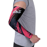 Custom Extreme Motocross Pink Arm Sleeves with Bold Tire Track Graphics - Wonder Print Shop