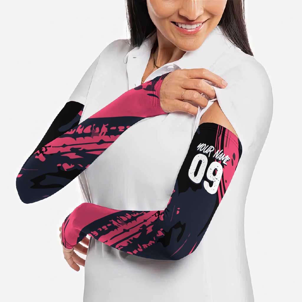 Custom Extreme Motocross Pink Arm Sleeves with Bold Tire Track Graphics - Wonder Print Shop