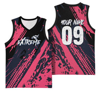 Custom Extreme Motocross Pink Basketball Jersey with Bold Tire Track Graphics - Wonder Print Shop