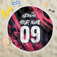 Custom Extreme Motocross Pink Beach Blanket with Bold Tire Track Graphics - Wonder Print Shop