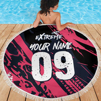 Custom Extreme Motocross Pink Beach Blanket with Bold Tire Track Graphics - Wonder Print Shop