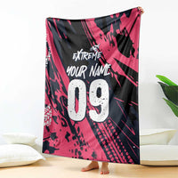 Custom Extreme Motocross Pink Blanket with Bold Tire Track Graphics - Wonder Print Shop