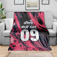 Custom Extreme Motocross Pink Blanket with Bold Tire Track Graphics - Wonder Print Shop