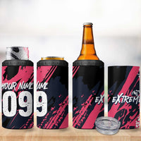 Custom Extreme Motocross Pink 4 in 1 Can Cooler Tumbler with Bold Tire Track Graphics - Wonder Print Shop