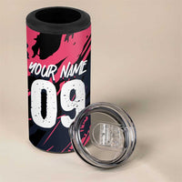 Custom Extreme Motocross Pink 4 in 1 Can Cooler Tumbler with Bold Tire Track Graphics - Wonder Print Shop