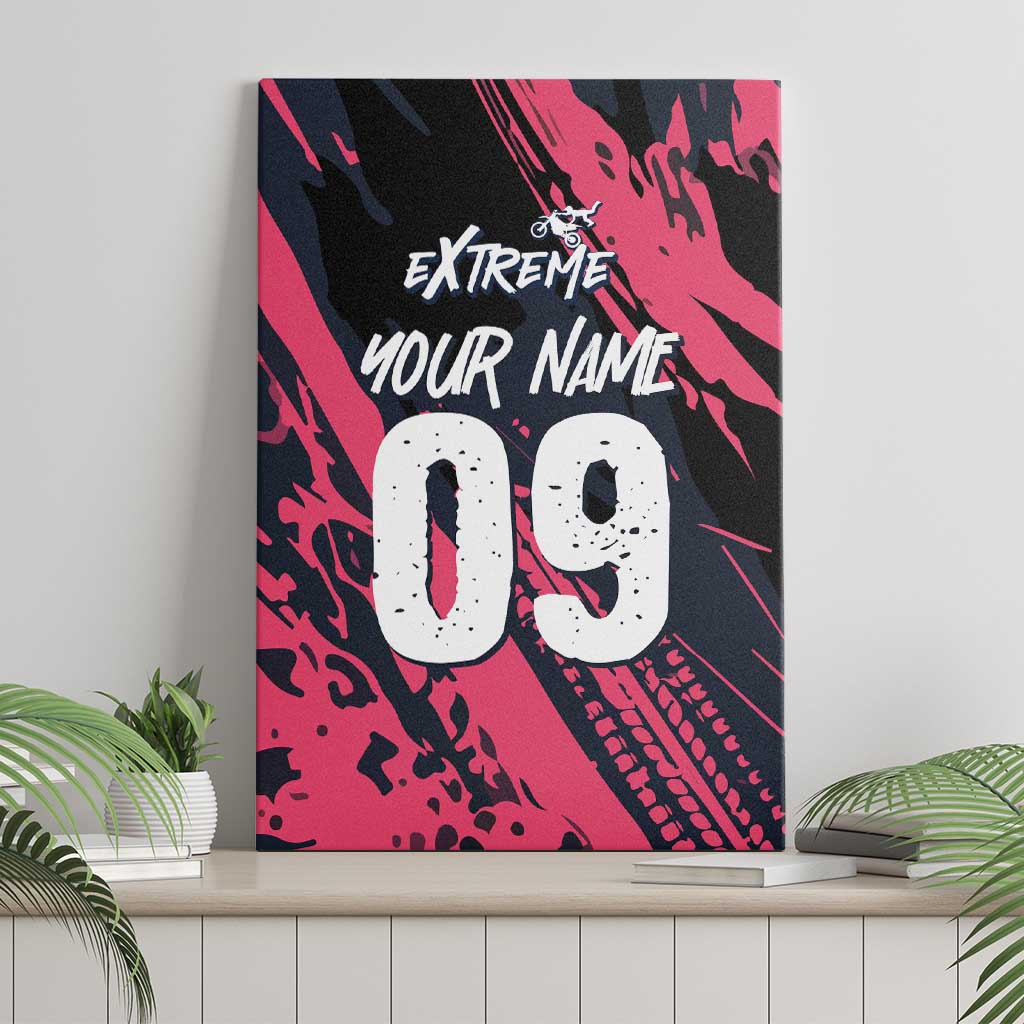 Custom Extreme Motocross Pink Canvas Wall Art with Bold Tire Track Graphics - Wonder Print Shop