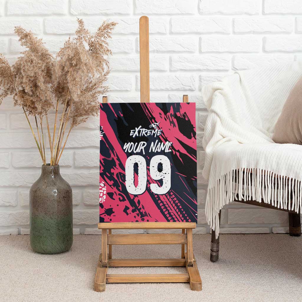Custom Extreme Motocross Pink Canvas Wall Art with Bold Tire Track Graphics - Wonder Print Shop