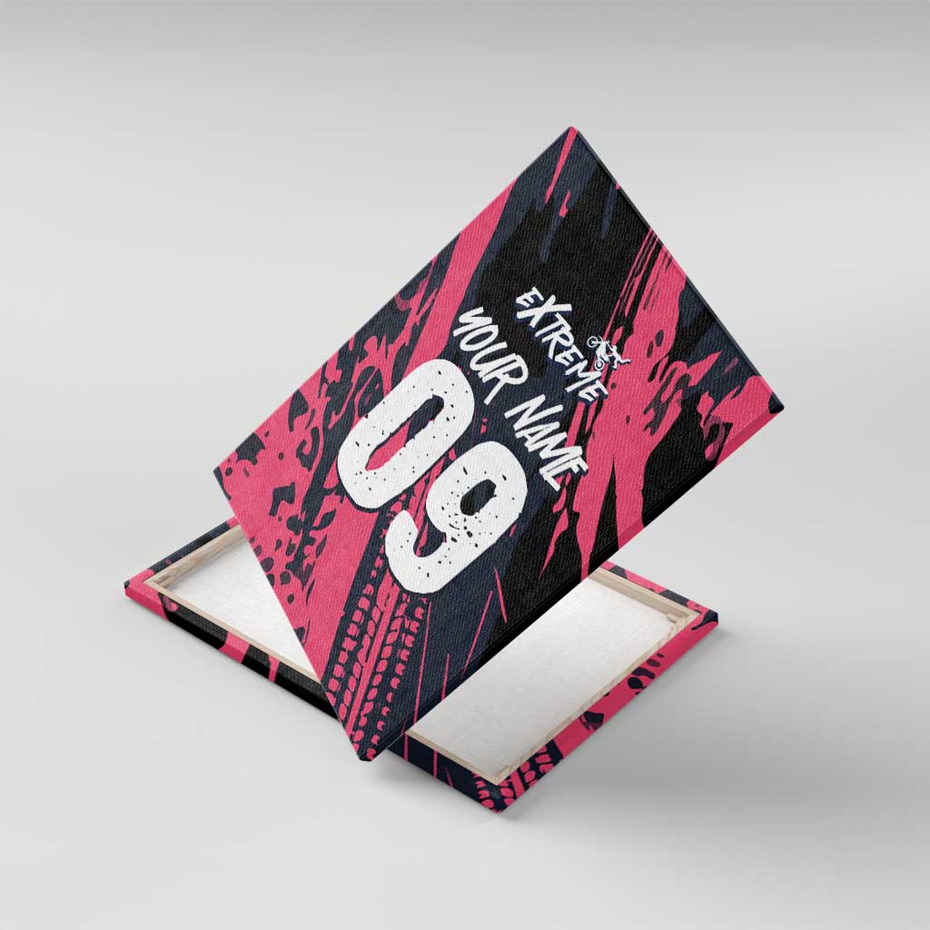 Custom Extreme Motocross Pink Canvas Wall Art with Bold Tire Track Graphics - Wonder Print Shop
