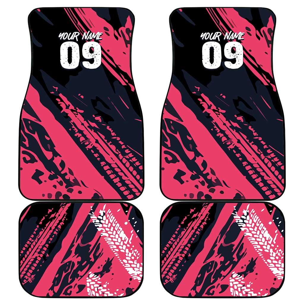 Custom Extreme Motocross Pink Car Mats with Bold Tire Track Graphics - Wonder Print Shop