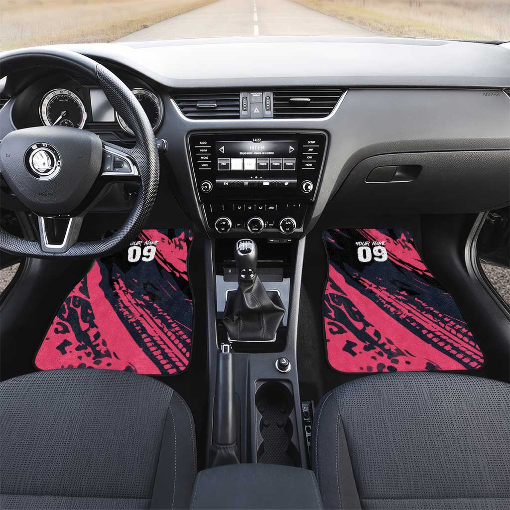 Custom Extreme Motocross Pink Car Mats with Bold Tire Track Graphics - Wonder Print Shop