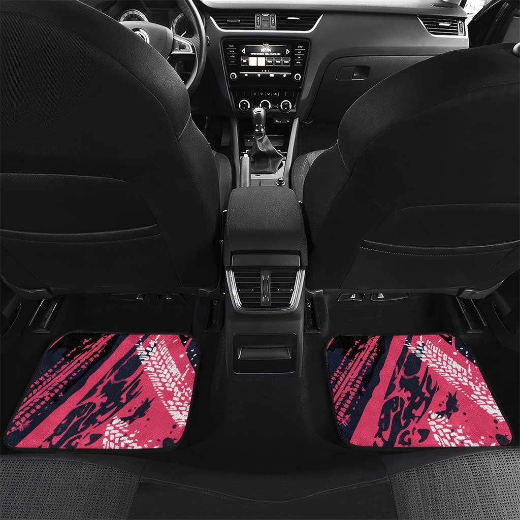 Custom Extreme Motocross Pink Car Mats with Bold Tire Track Graphics - Wonder Print Shop