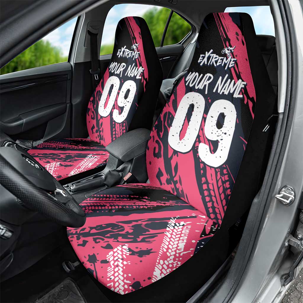 Custom Extreme Motocross Pink Car Seat Cover with Bold Tire Track Graphics - Wonder Print Shop