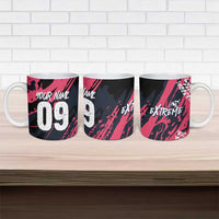 Custom Extreme Motocross Pink Ceramic Mug with Bold Tire Track Graphics - Wonder Print Shop