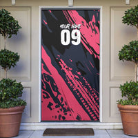 Custom Extreme Motocross Pink Door Cover with Bold Tire Track Graphics - Wonder Print Shop