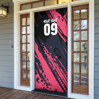 Custom Extreme Motocross Pink Door Cover with Bold Tire Track Graphics - Wonder Print Shop