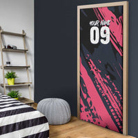 Custom Extreme Motocross Pink Door Cover with Bold Tire Track Graphics - Wonder Print Shop