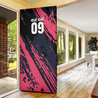 Custom Extreme Motocross Pink Door Cover with Bold Tire Track Graphics - Wonder Print Shop