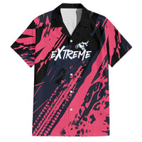 Custom Extreme Motocross Pink Family Matching Mermaid Dress and Hawaiian Shirt with Bold Tire Track Graphics - Wonder Print Shop