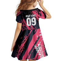 Custom Extreme Motocross Pink Family Matching Summer Maxi Dress and Hawaiian Shirt with Bold Tire Track Graphics - Wonder Print Shop